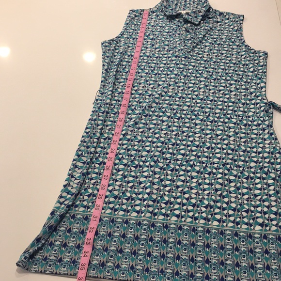 ✅ SOLD Max Studio Turquoise & Navy Sleeveless Shirt Dress - Picture 5 of 8